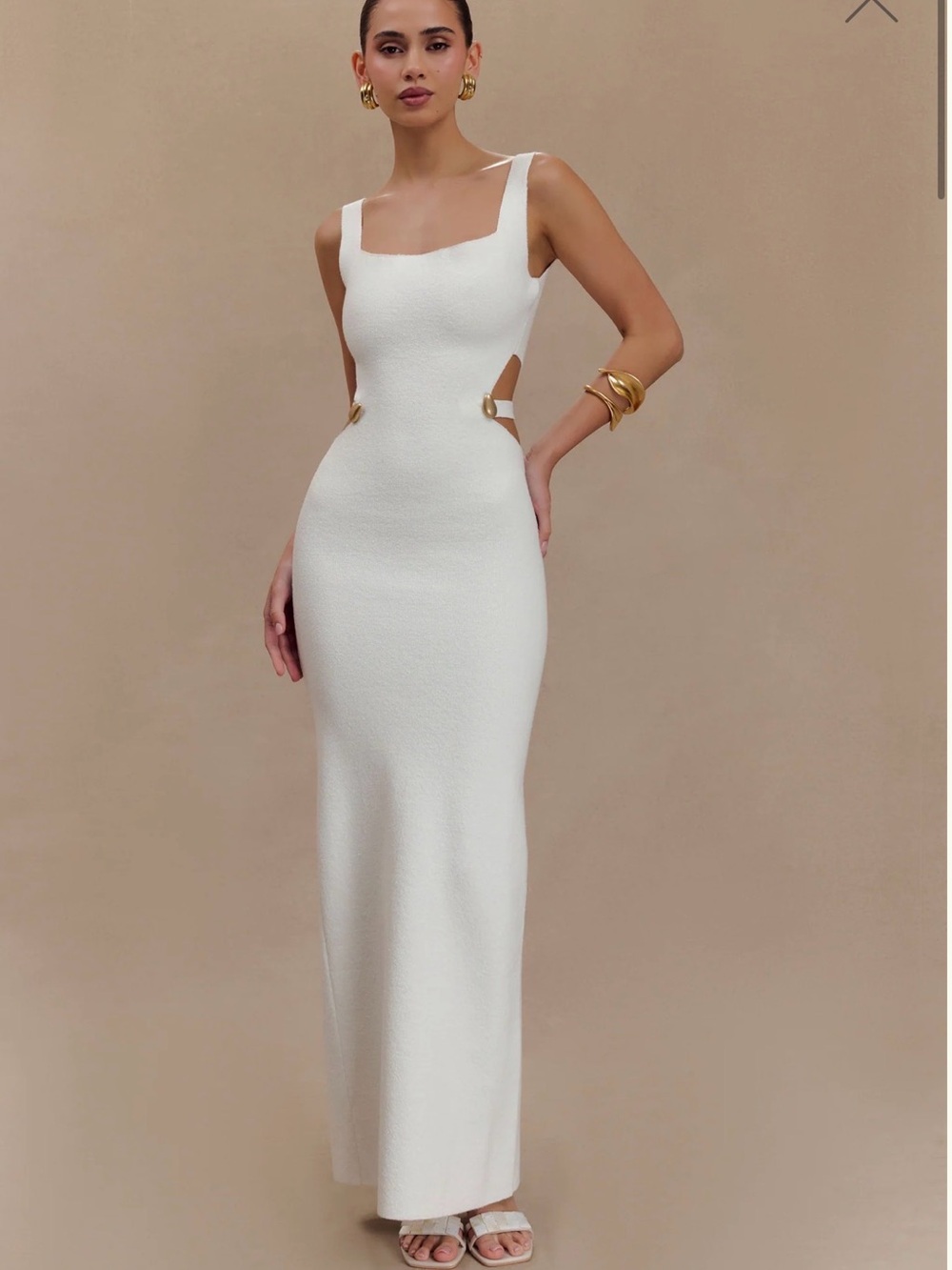 NWT Meshki White Textured Cutout Maxi Dress